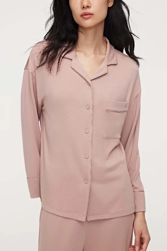Postpartum sleep tops with abdominal support-Classic Cozy Pajama Shirt
