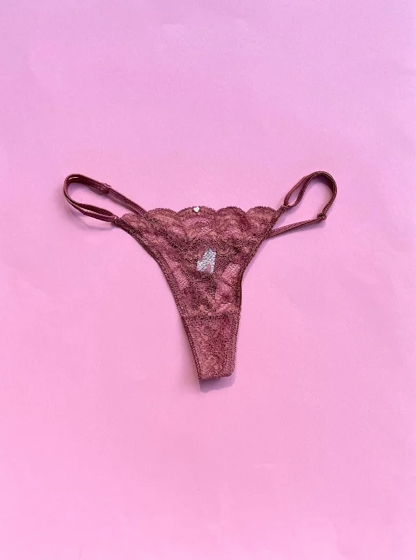 Petite size incontinence panties leakage -Clo: Fortuna Lace Adjustable String Thong - Mesa Rose Petite size incontinence panties leakage -Clo: Fortuna Lace Adjustable String Thong - Mesa Rose