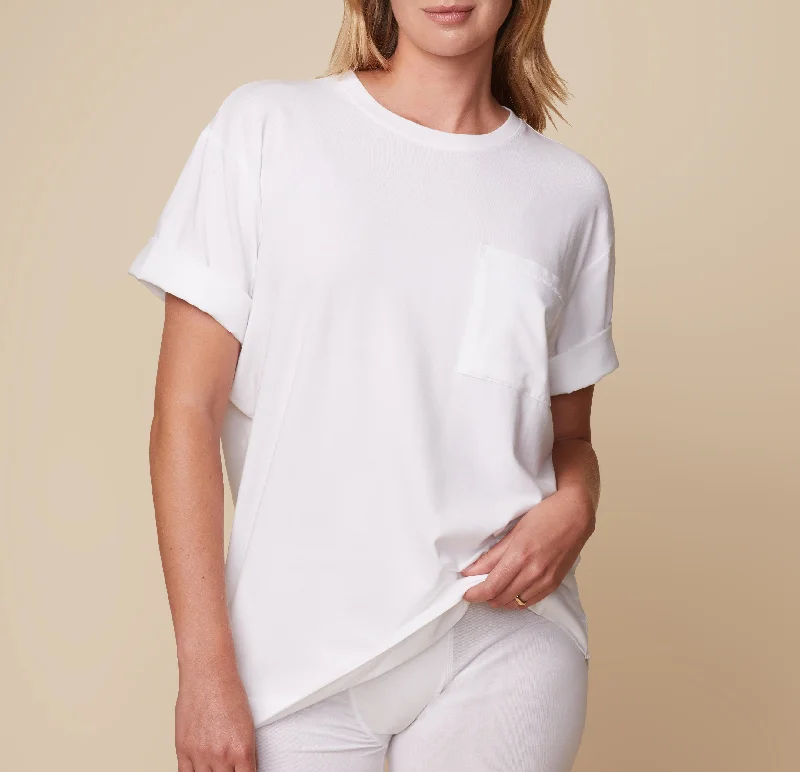 Sleep tops with microbiome-friendly fabric-Cloud Cotton T-Shirt - White