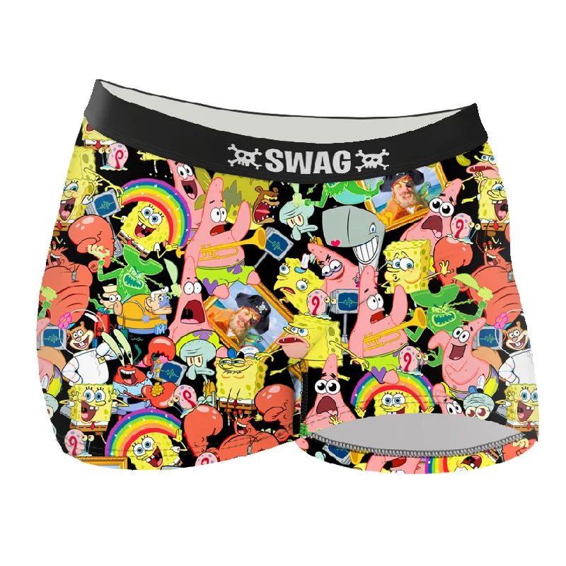 womens panties soft -SWAG - 3" Women's SpongeBob Boy Shorts