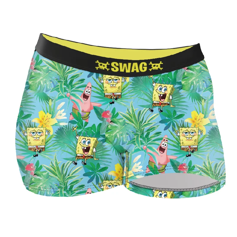 womens panties features -SWAG - 3" Women's Tropical SpongeBob Boy Shorts