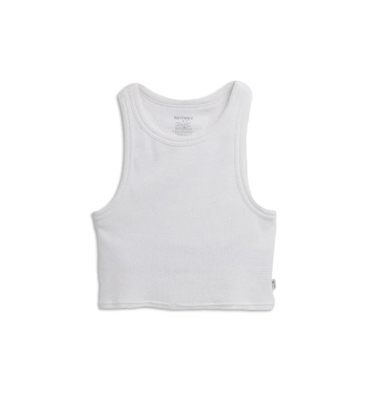 OEKO-TEX certified sleep tops-Organic Cotton Rib Bra Top - White