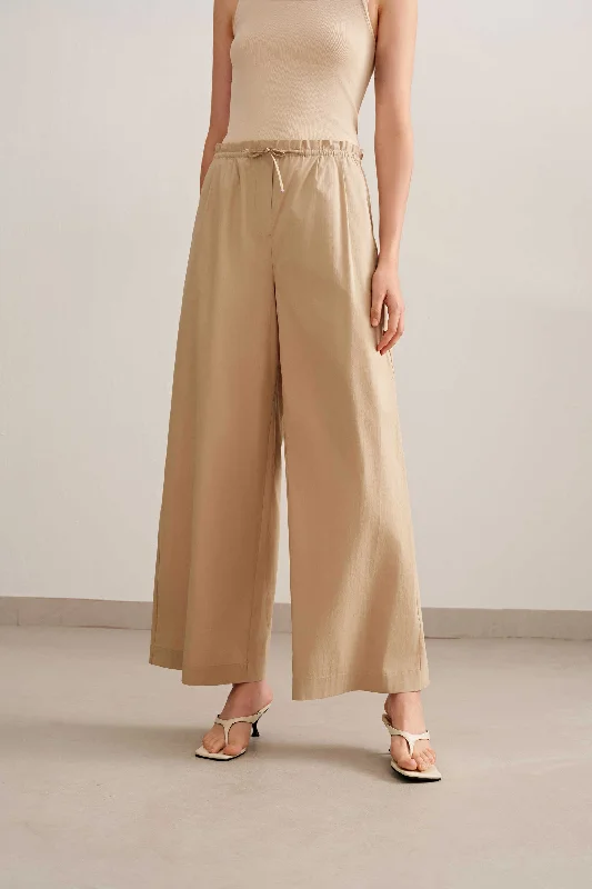 AI-designed sleep tops for posture support-Cotton Wide Leg Pants
