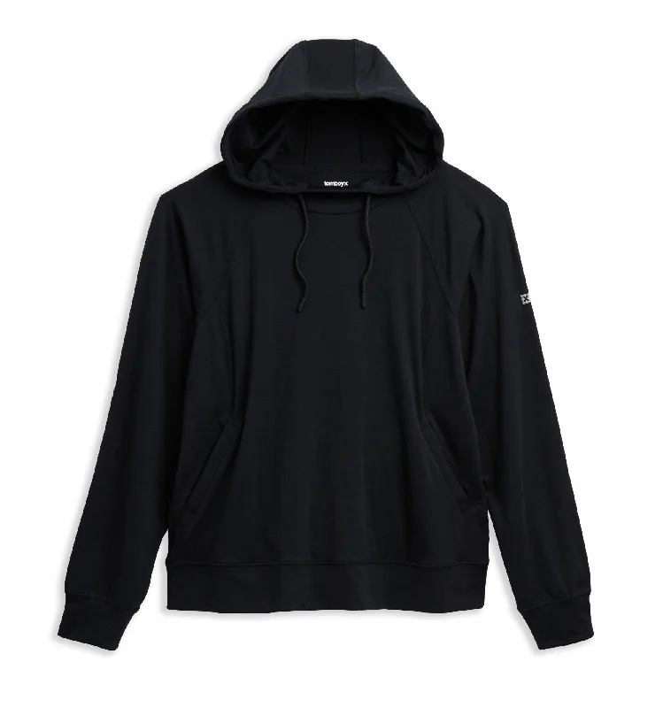 Sleep tops made from recycled fishing nets-Cozy Luxe Fitted Hoodie - Black