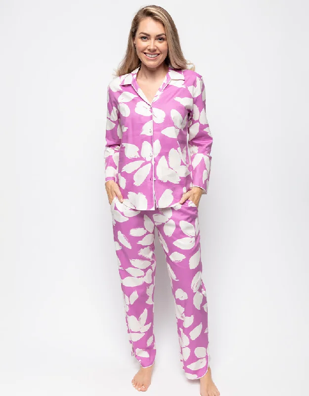 3D-printed custom-fit sleep tops-Cyberjammies Viola Pyjama Top Pink Petal Print