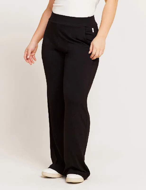 Sleep tops with arthritis-friendly closures-Downtime Wide Leg Lounge Pant - Black