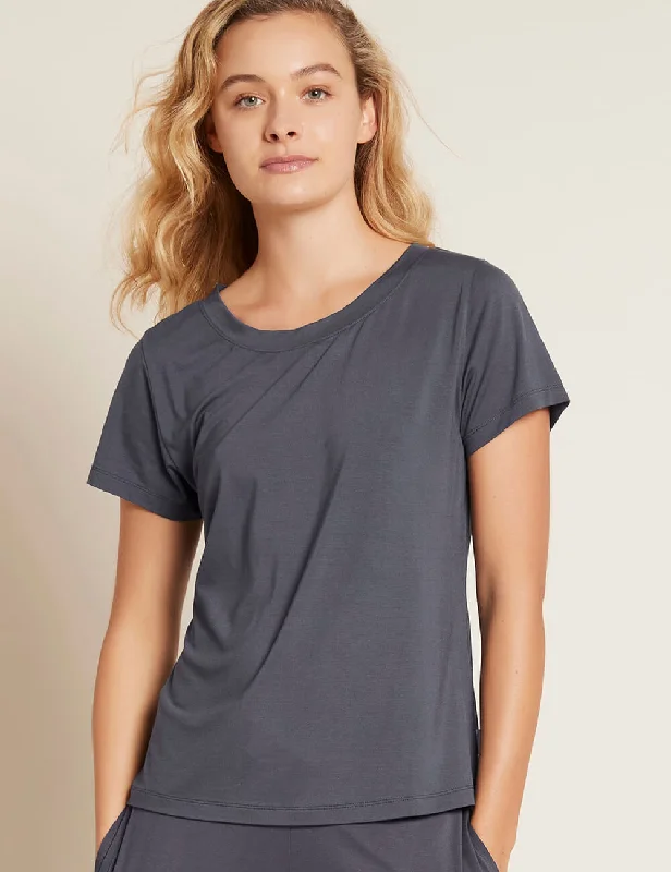 Cropped sleep tops for high-waisted pajamas-Goodnight Sleep Tee - Storm