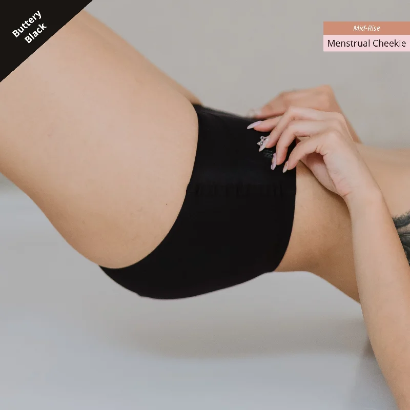womens panties formal -Hello Period! Seamless Mid-Rise Cheekie in Buttery Black