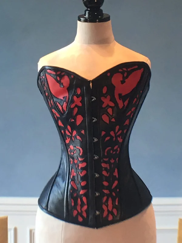 Red bustier for women Valentine's -Lambskin classic overbust steel-boned authentic heavy corset, exclusive laser cut patter Red bustier for women Valentine's -Lambskin classic overbust steel-boned authentic heavy corset, exclusive laser cut patter