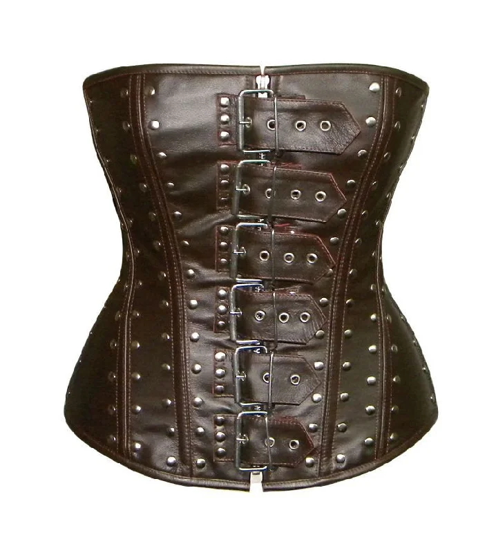Floral bustier for women feminine -Lambskin steampunk style overbust corset with metal (brown and black). Floral bustier for women feminine -Lambskin steampunk style overbust corset with metal (brown and black).