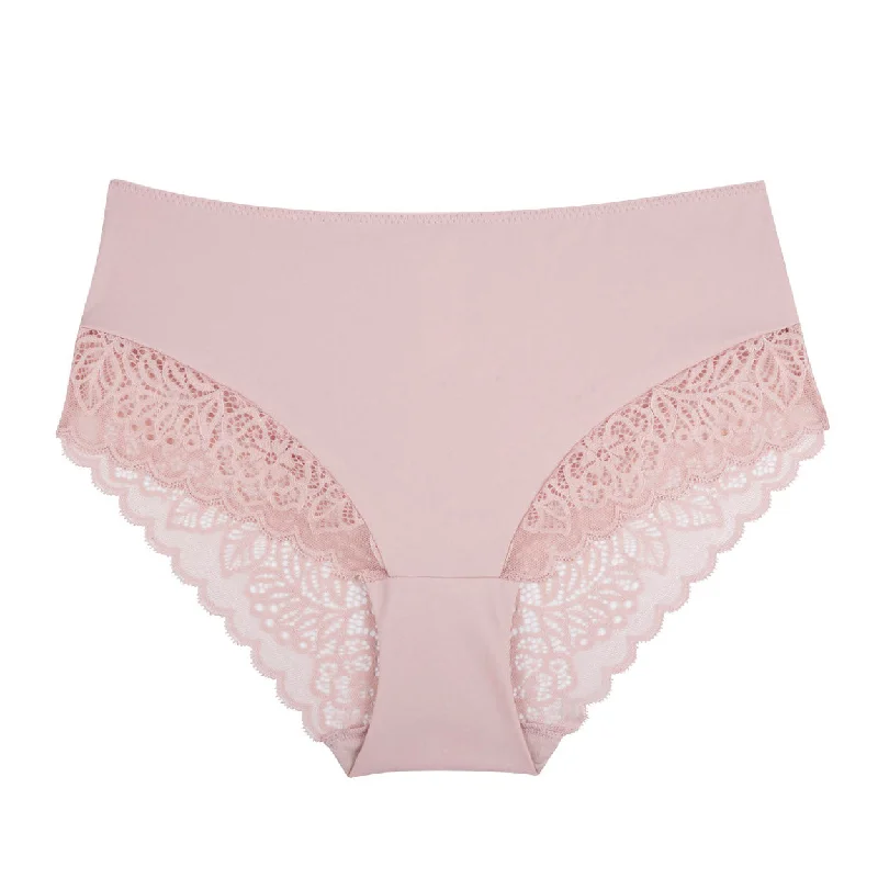 womens panties with high -Lily Lace Midi Brief - Blush Pink