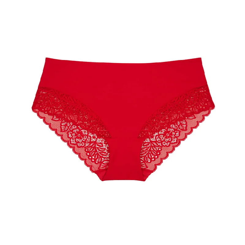 womens panties washable -Lily Lace Midi Brief - Ruby Red