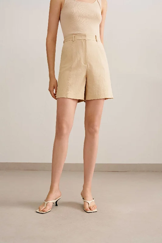 Sleep tops for ostomy bag accessibility-Linen-Blend Bermuda Shorts