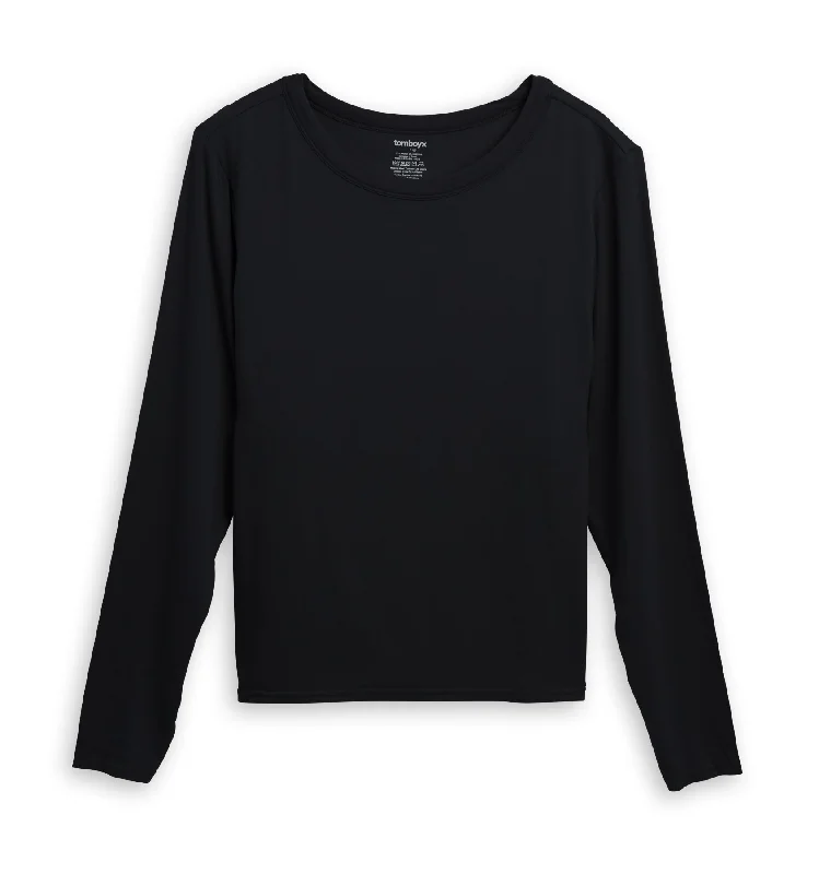 Sleep tops for allergy-free bedrooms-Long Sleeve Bra Top - TENCEL™ Modal Black