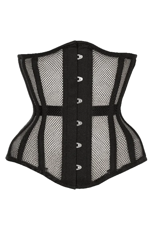 Bustiers & Corsets with removable pads -Longline Black Mesh Underbust