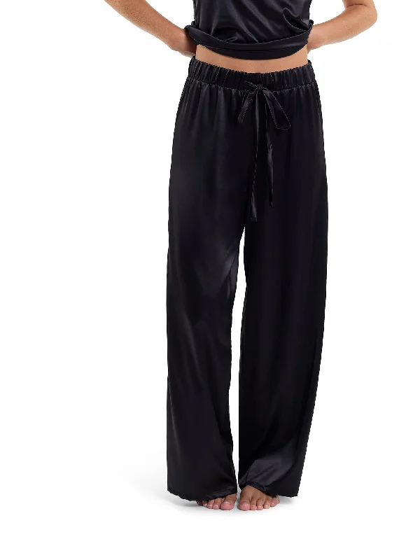 Reversible sleep tops (solid/pattern)-Satin Sleep Pant Black