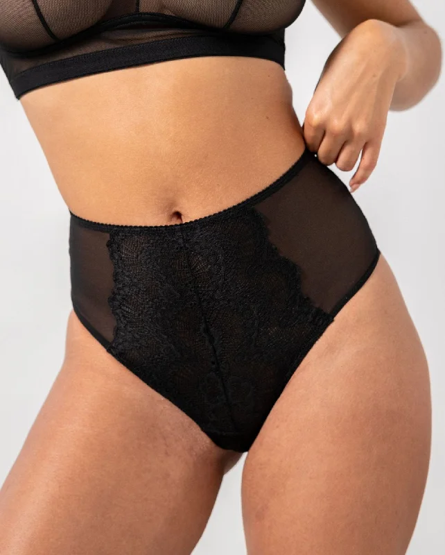 womens panties mood -Lace Highwaist Briefs Black