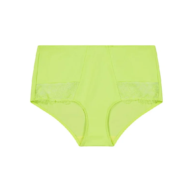 Women's Plus Size Boyshort Panties -Nightingale LaceFull Brief - Lime Splash