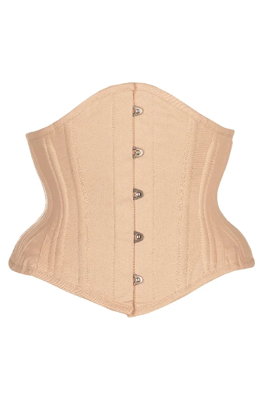 Matching panties bustier set lingerie -Beige Cotton Waist Training Waspie Corset