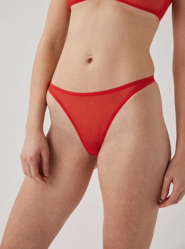 Boyshort french cut panties comfort -Opaak: Jen Mesh Thong - Red