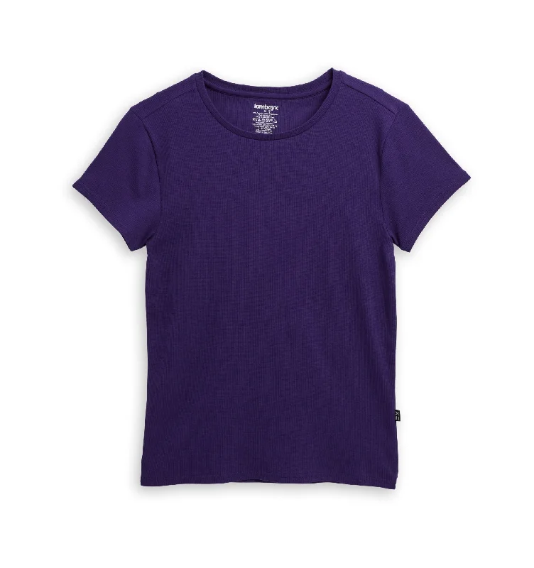Sleep tops with reinforced shoulder seams-Organic Cotton Rib Baby Tee - Ghostly Grape