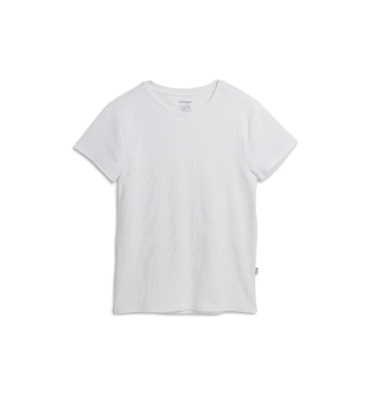 Sleep tops with circadian rhythm support-Organic Cotton Rib Baby Tee - White