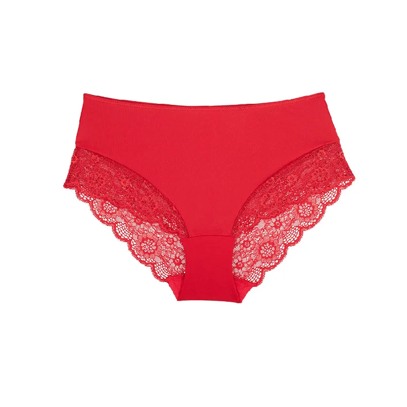 Hipster petite size panties small frames -Peony Midi Brief - Savvy Red