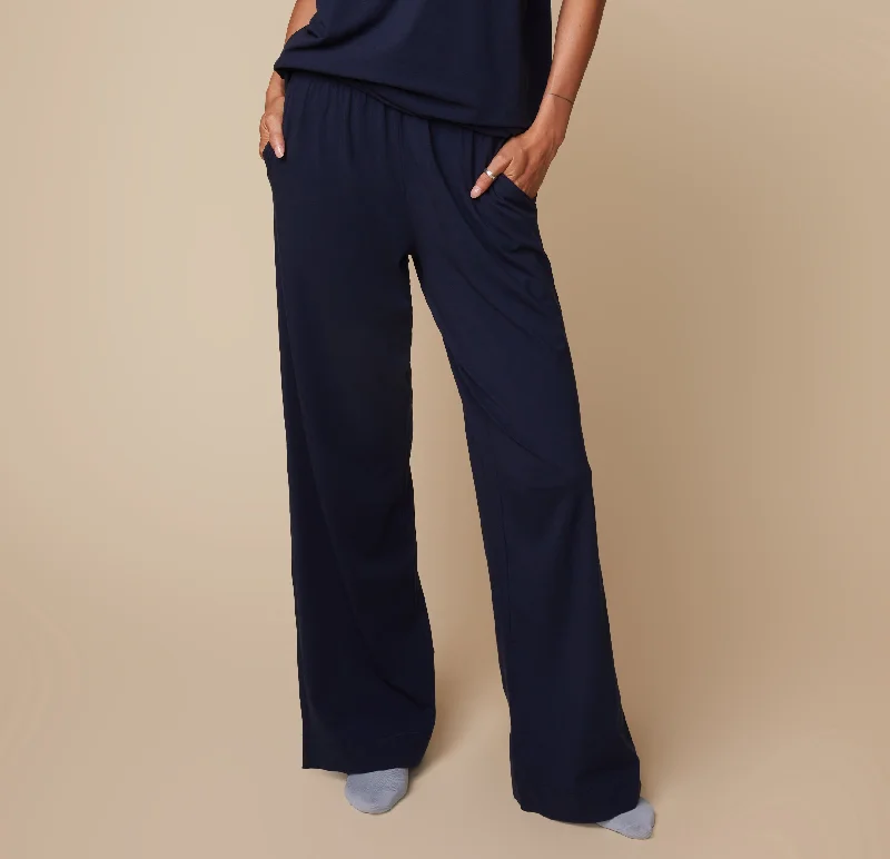 Sleep tops included in self-care gift boxes-Perfect Pima Pajama Pants - Navy