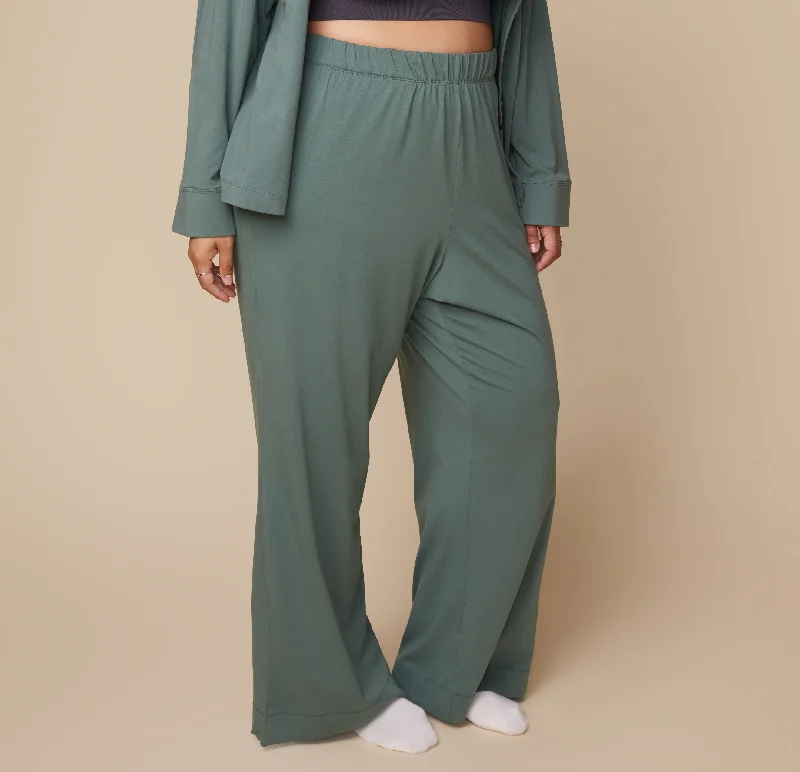 Sleep tops for IV port access (medical)-Perfect Pima Pajama Pants - Rainforest