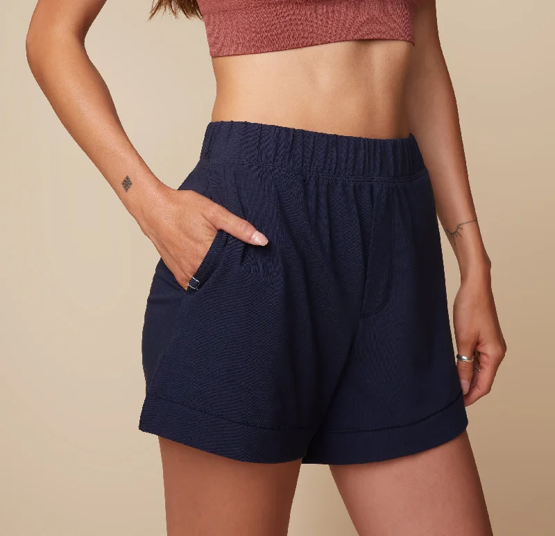 Sleep tops with no-tag labels-Perfect Pima Pajama Shorts - Navy
