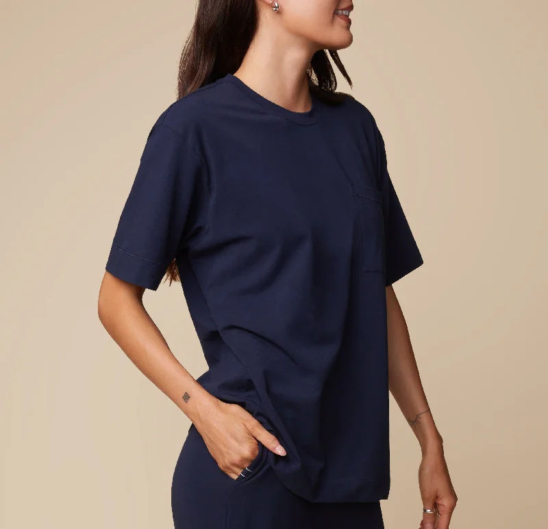 Sleep tops for RVers with quick-dry fabric-Perfect Pima Pajama T-Shirt - Navy