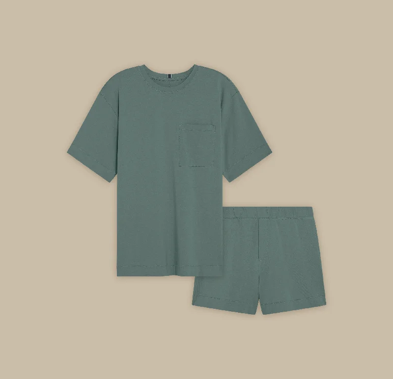 Sleep tops with magnetic therapy panels-Pima T-Shirt & Short Set