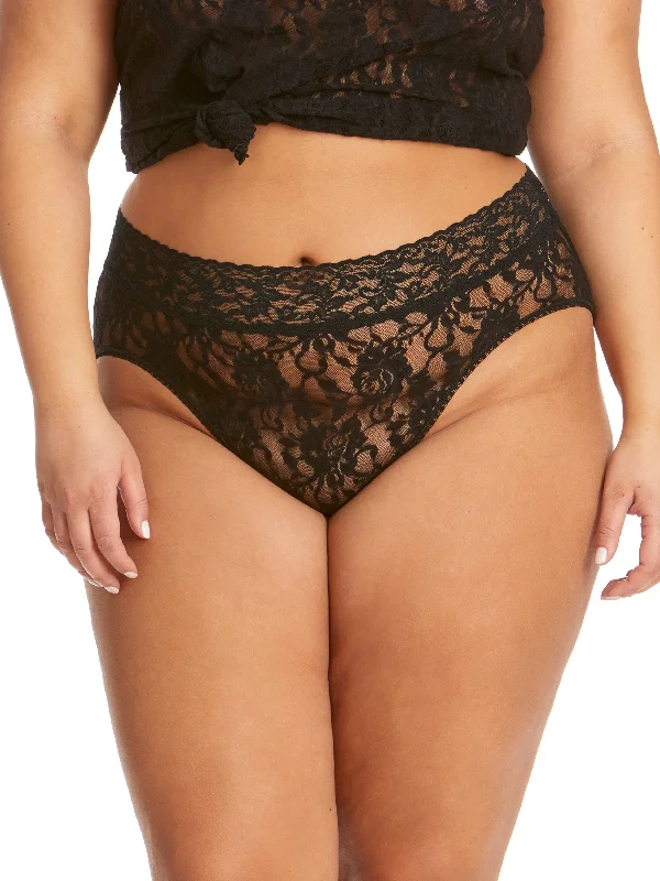 womens panties plus size -Plus Size Signature Lace French Brief Black