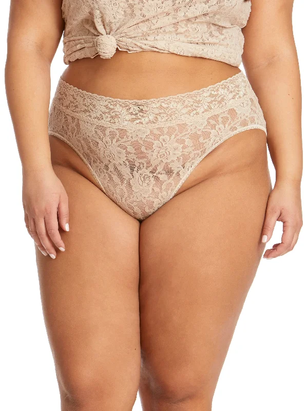 womens panties for athletic -Plus Size Signature Lace French Brief Chai