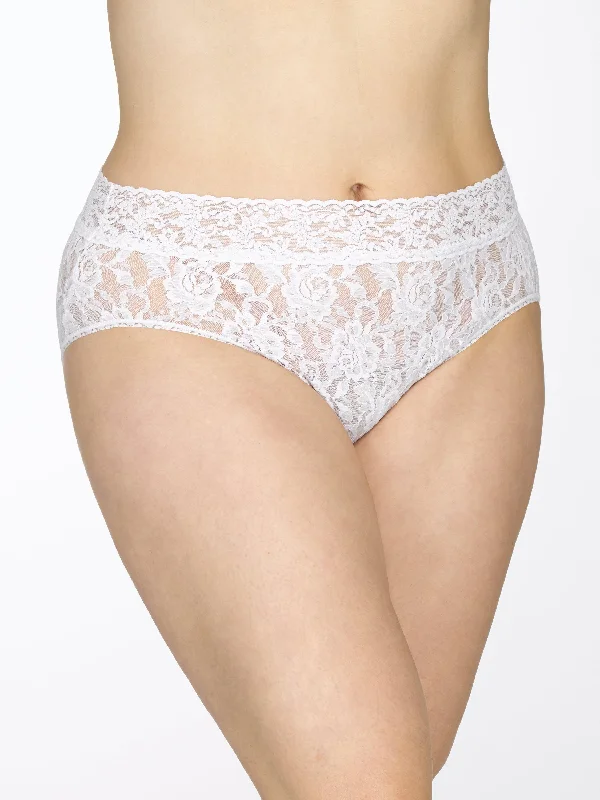 womens panties for special occasions -Plus Size Signature Lace French Brief White