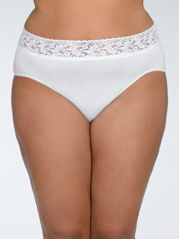 womens panties for every day -Plus Size Supima® Cotton French Brief White