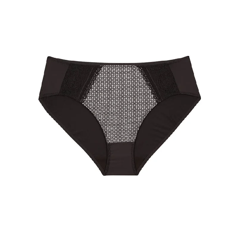 womens panties for summer -Print Midi Brief - Black Pebble