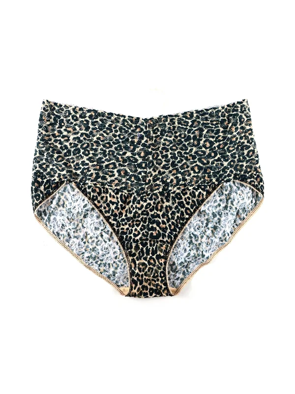 womens panties quality -Plus Size Printed Retro V-Kini Classic Leopard