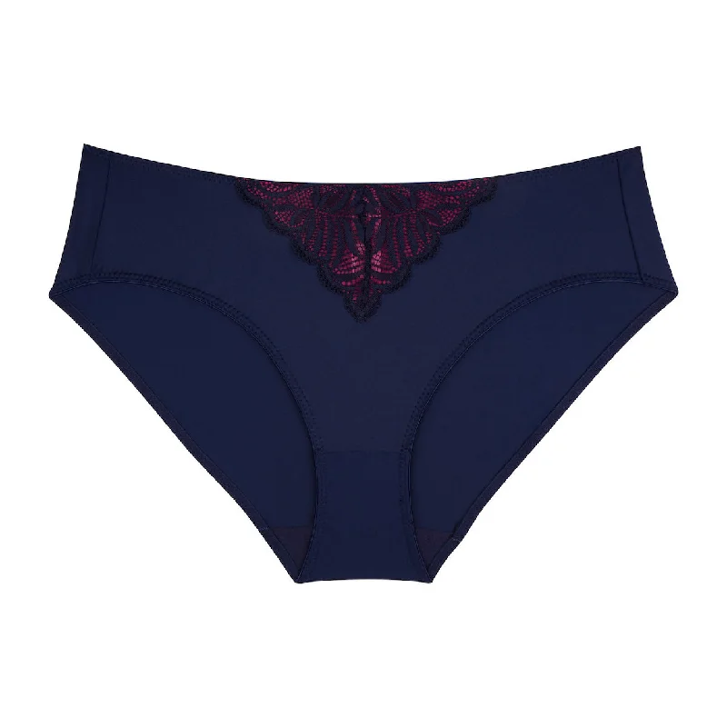 womens panties all types -Radiate Lace Midi Brief - Navy Berry