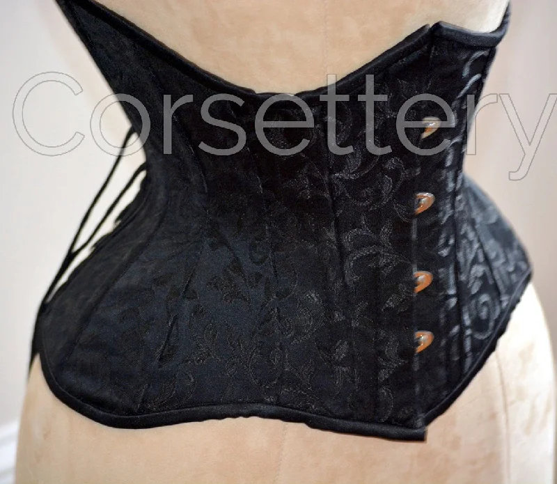 Bustiers & Corsets for swimming -Double row steel boned underbust corset of short design with long hips made of brocade. Bustiers & Corsets for swimming -Double row steel boned underbust corset of short design with long hips made of brocade.