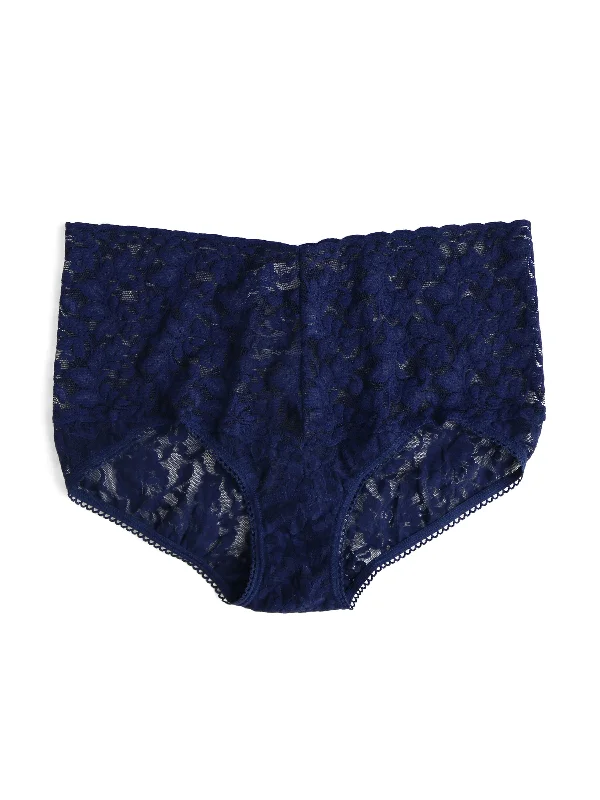 Period mesh panties breathable -Retro Lace V-Kini Navy