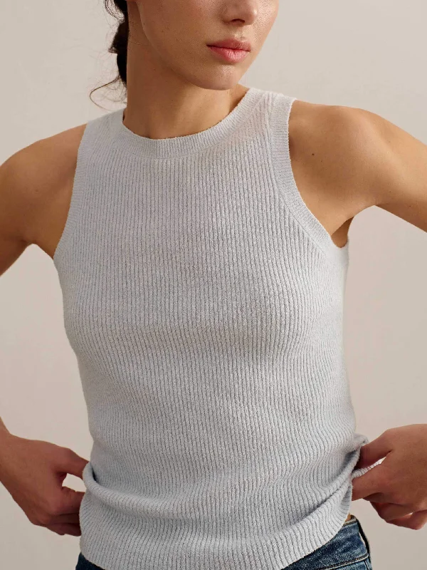 Infrared therapy sleep tops for muscle recovery-Ribbed Bouclé Tank