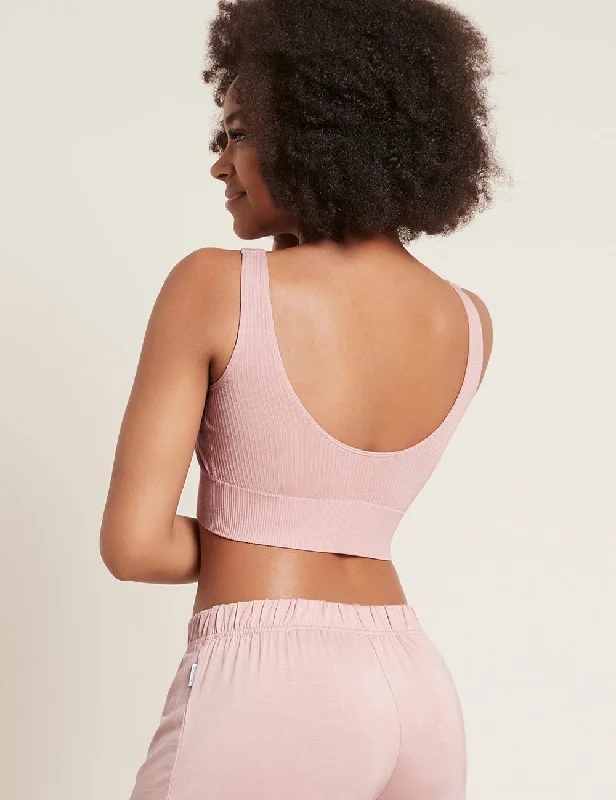 Sleep tops with UV sterilization pouch-Ribbed Seamless Bra - Dusty Pink