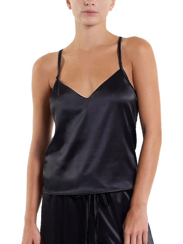 Biodegradable sleep tops in compostable packaging-Satin Sleep Cami Black