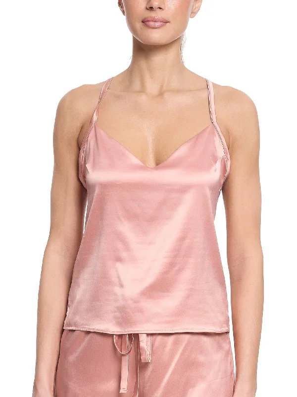 Reversible sleep tops (solid/pattern)-Satin Sleep Cami Rose Latte Pink