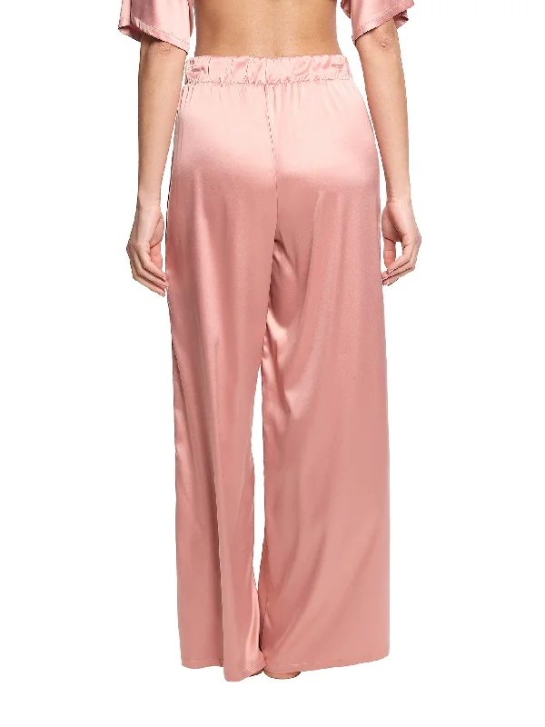 Sleep tops with mock neck for warmth-Satin Sleep Pant Rose Latte Pink