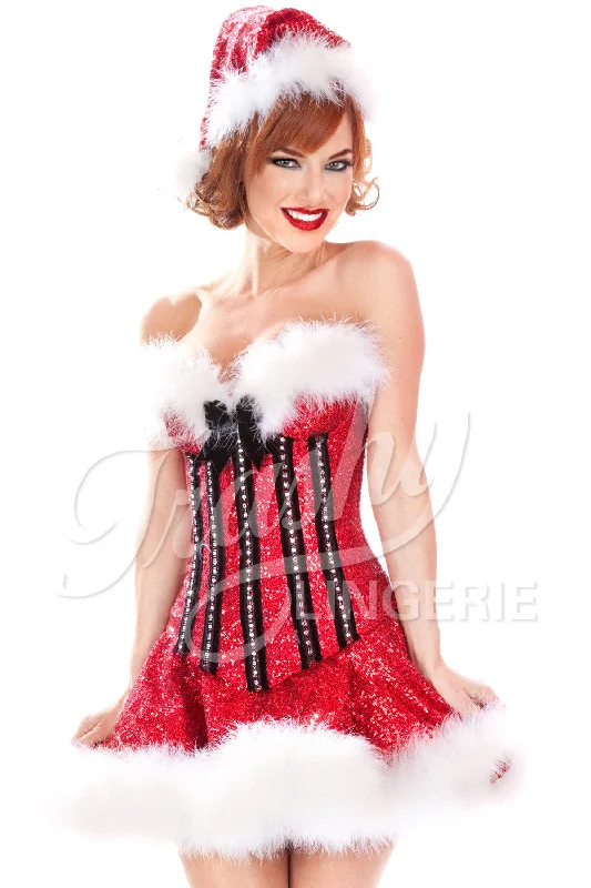 Satin corset for women formal -Sequined Christmas Vixen Corset