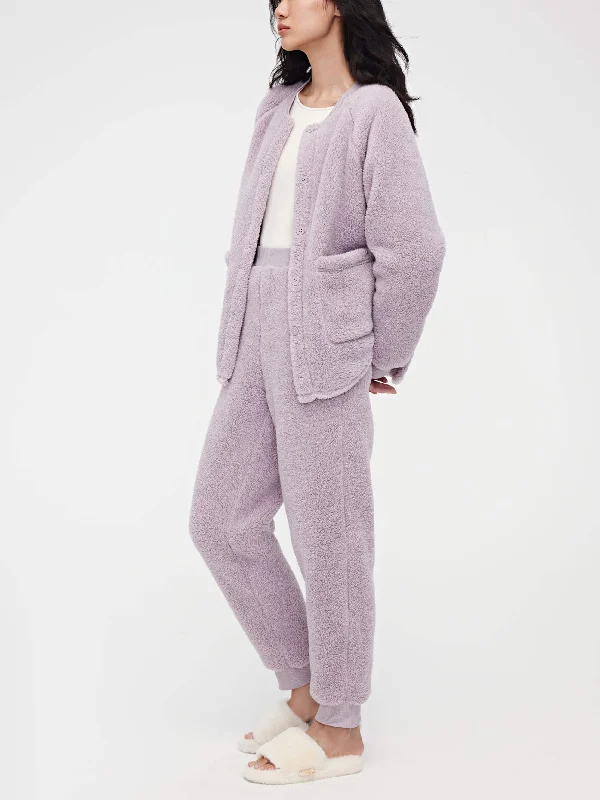 Sleep tops for yoga retreat bundles-Sherpa Fleece Pajama Set