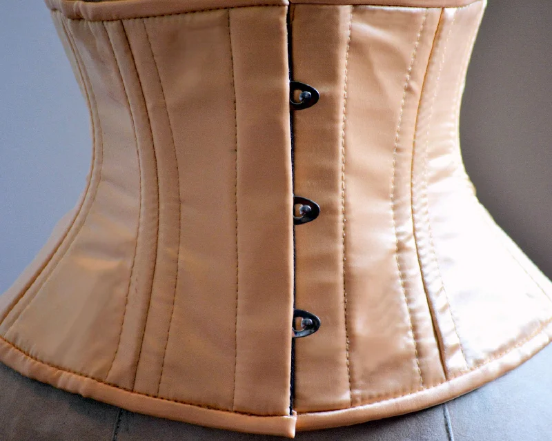 Bustiers & Corsets with express shipping -Short nude satin steelboned authentic waspie corset for tight lacing. Steel boned satin corset belt Bustiers & Corsets with express shipping -Short nude satin steelboned authentic waspie corset for tight lacing. Steel boned satin corset belt