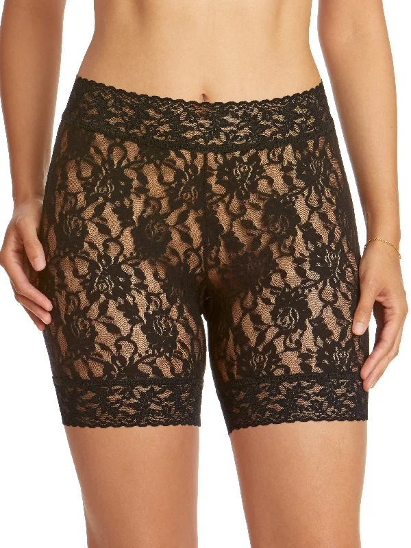 Bikini panties for women everyday wear -Signature Lace Bike Short Black